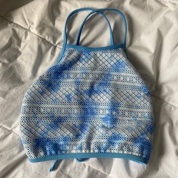 Aerie blue halter bathing suit top - Picture 1 of 4